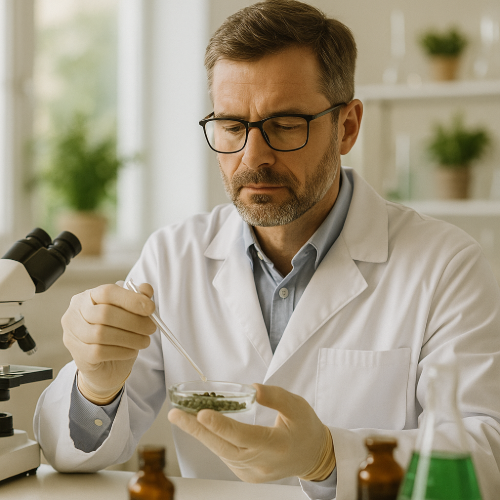 Mann im Laborkittel, Qualität aus Überzeugung.