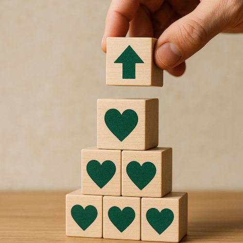 Bauklötze mit grünen Herzen